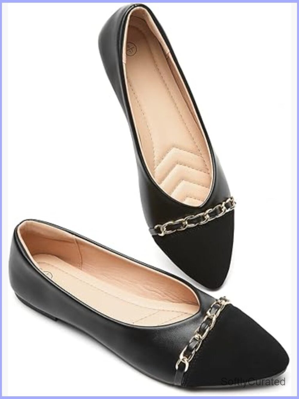 Pointed Toe Ballet Flats with Memory Foam Insole, Faux Suede, Office Casual